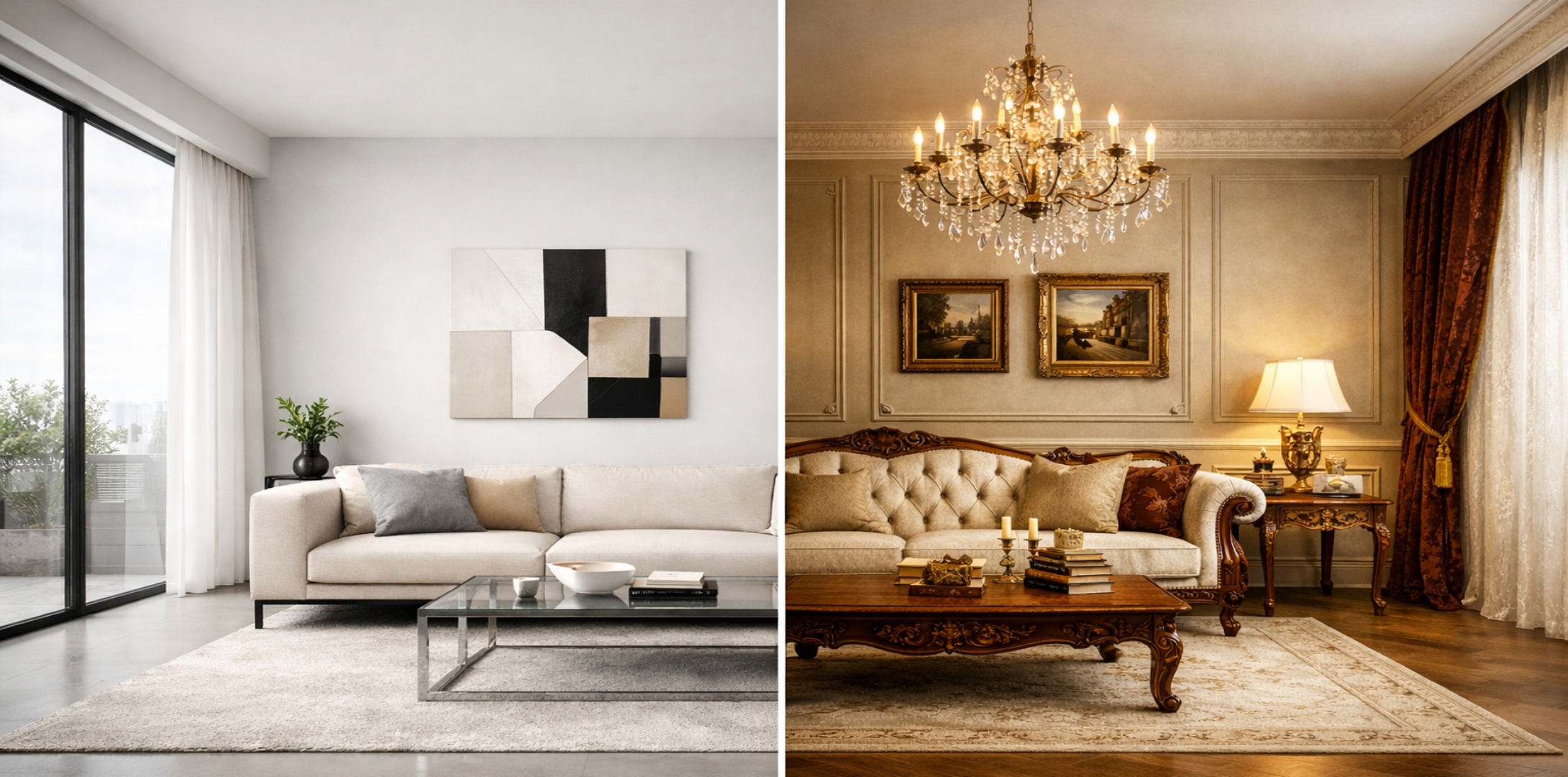 Interior Design Styles Guide: Modern and Classic دليل لأشهر أنماط التصميم الداخلي: الحديثة والكلاسيكية